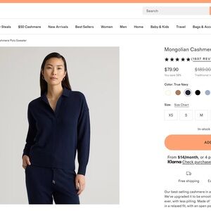 Quince Dark Blue Cashmere Sweater